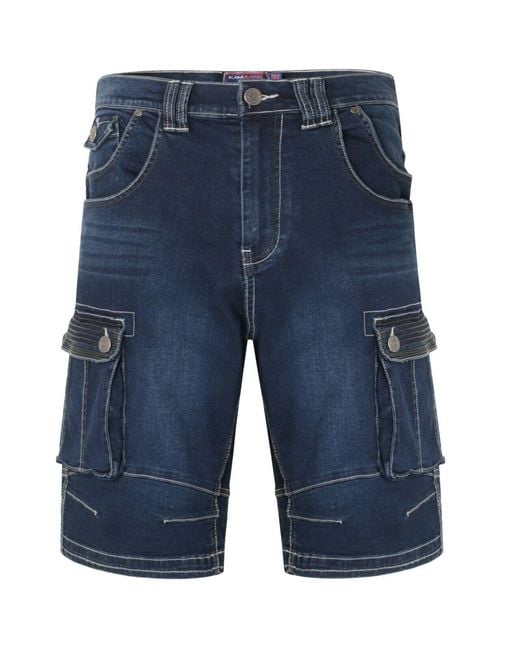 KAM Jeanswear Blue Kam Big & Tall Denim Cargo Shorts for men