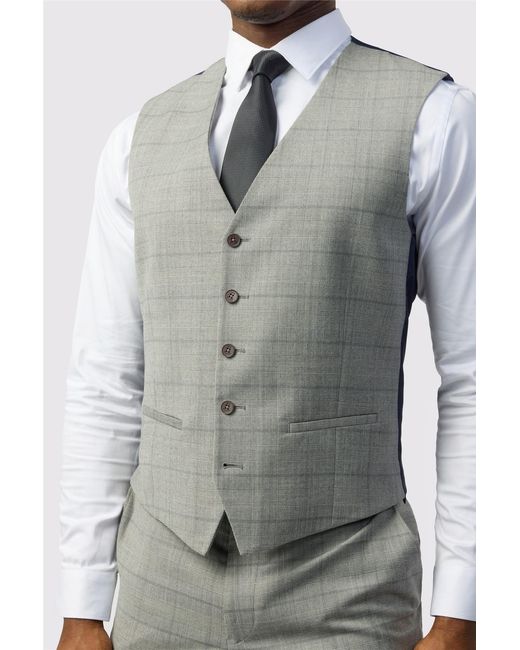 Ted Baker Gray V-Neck Regular Suit Waistcoat for men