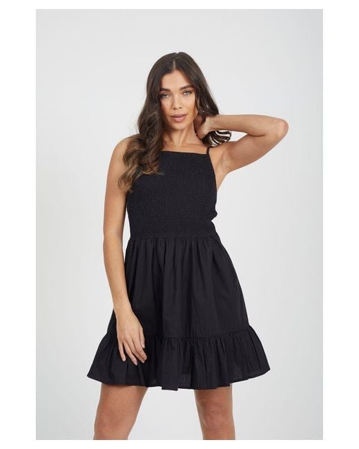 Brave Soul Neveh Cotton Fit And Flare Mini Dress in Blue Lyst UK