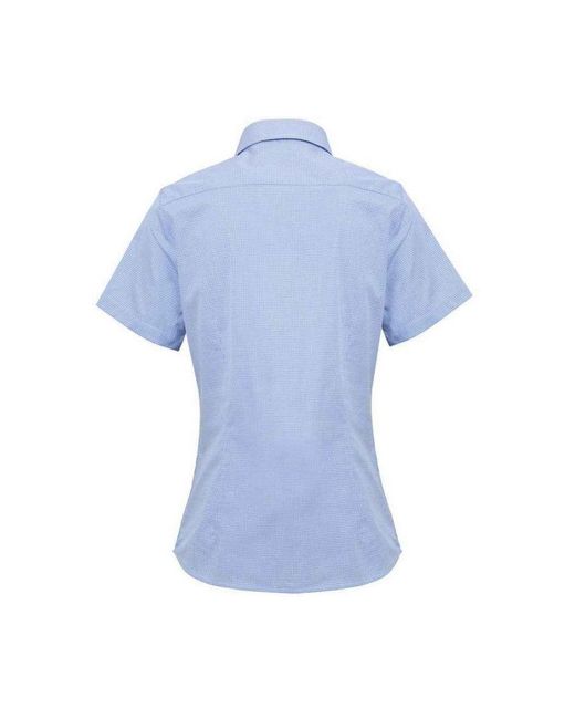 PREMIER Blue Ladies Gingham Short-Sleeved Shirt (Light/