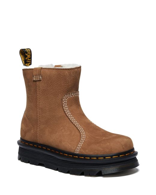 Dr. Martens Brown Zebzag RIGGER Warm Lined Slip On Nubuck Boots