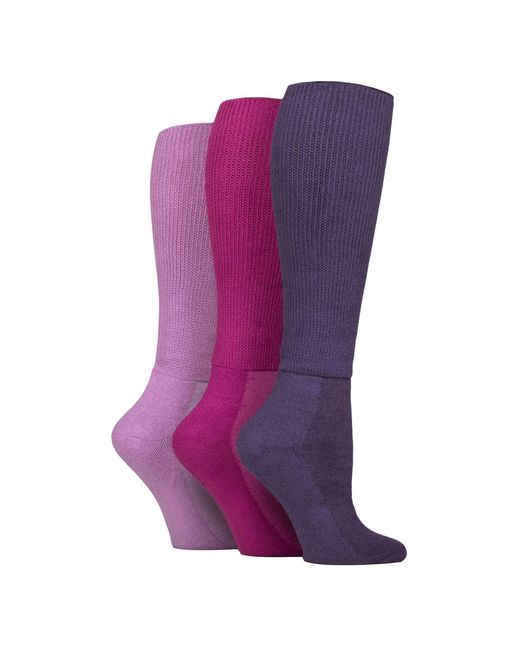 IOMI Purple 3 Pack Ladies Knee High Soft Bamboo Diabetic Socks for men