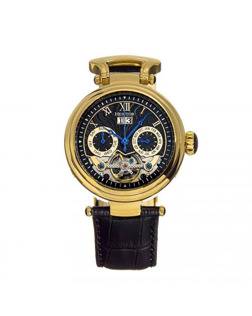 Heritor Multicolor Ganzi Semi-Skeleton Leather-Band Watch for men