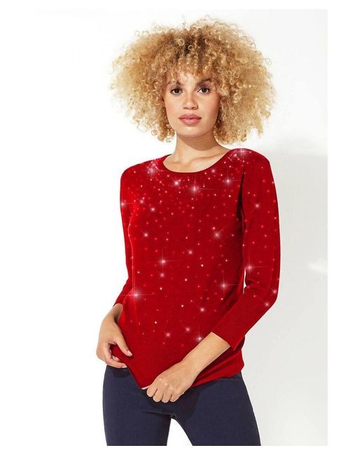 Roman Red Diamante Studded Jumper