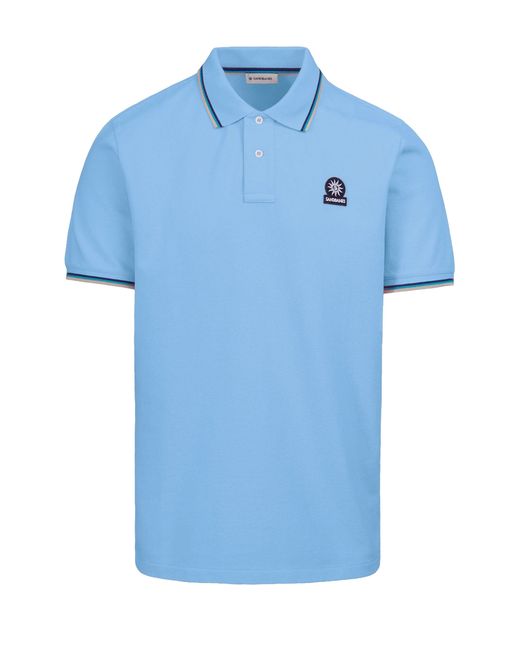Sandbanks Blue Badge Logo Tipped Sleeve Polo Shirt Dusty Cotton for men