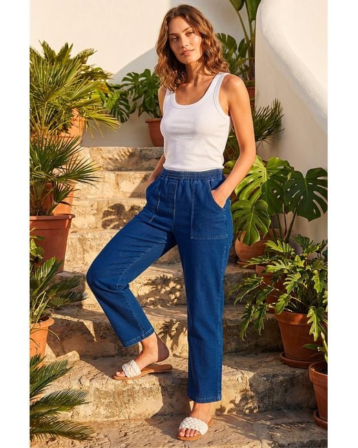 Roman Blue Petite Stretch Denim Trousers