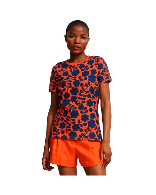 Regatta Red Orla Kiely Easy-To-Wear Cotton T-Shirt Tee Top