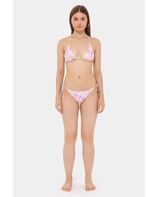 Hiccup Multicolor Floral Print Triangle Tie-Side Bikini Set
