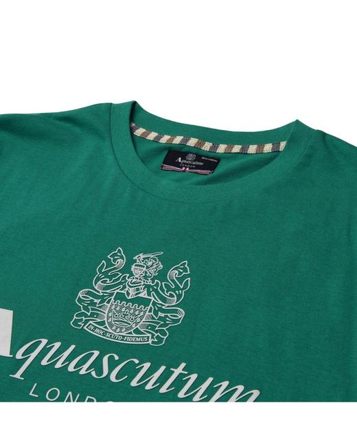 Aquascutum Green Active Beach Basic Big Logo T-Shirt Cotton for men