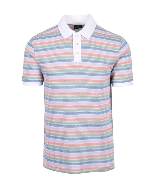 Paul Smith Blue Reg Fit Ss Polo Multi Coloured for men