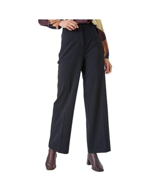 Roman Blue Long Wide Leg Stretch Trousers