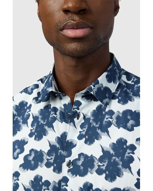 Ted Baker Blue Long Sleeve Forward Point Collar Slim Fit Formal Shirt for men