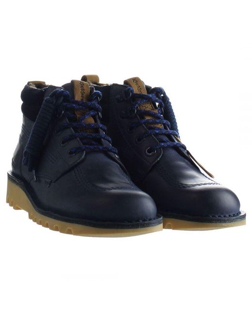 Kickers Blue Kick Hi Witer Navy Boots Leather for men
