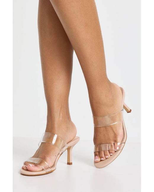 Boohoo Natural 2 Strap Clear Mules