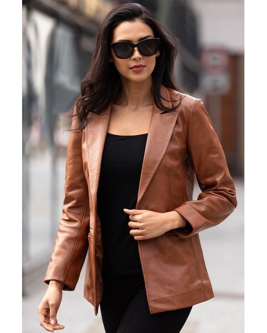 Ashwood Leather Black 'Lucia' Real Fashion Single Breasted Blazer