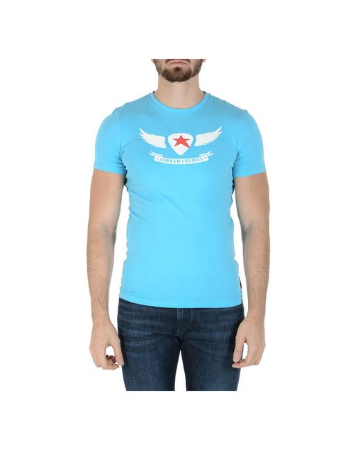 Andrew Charles by Andy Hilfiger Blue T-Shirt Short Sleeves Round Neck Light Keita for men