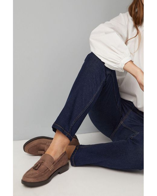 Good for the Sole Blue Wide Fit Paula Faux Suede Tassel Loafers