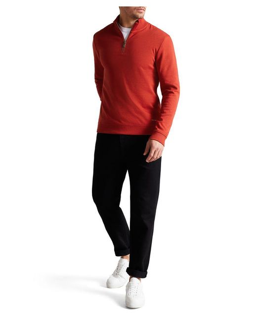 Ted Baker Red Antram Long-sleeved Half Zip Funnel Neck for men