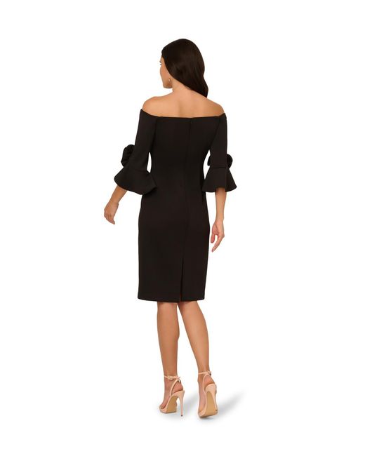 Adrianna Papell Black Rosette Scuba Dress