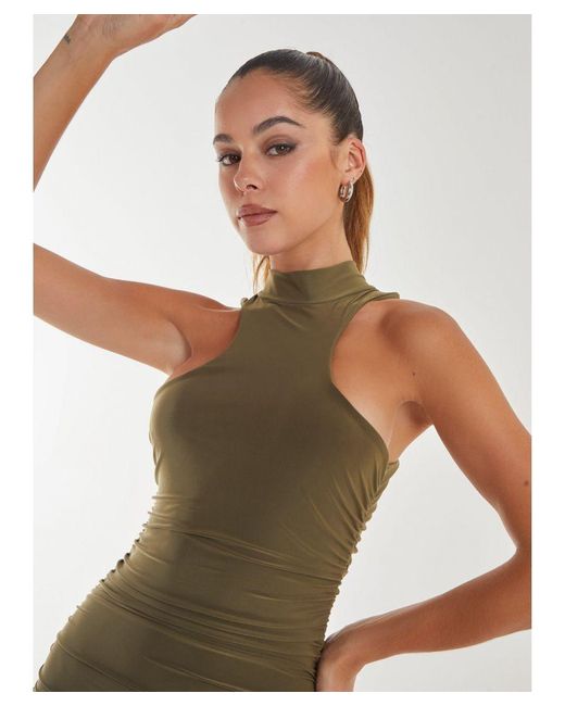 Pink Vanilla Vanilla Plain Scooped Racer Mini Dress in Brown Lyst UK