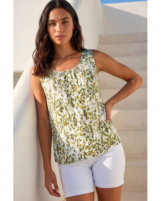 Roman Green Abstract Spot Print Button Vest