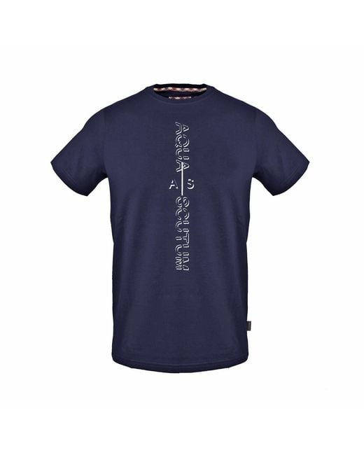 Aquascutum Blue Crew Neck Short Sleeve Jersey T-Shirt for men