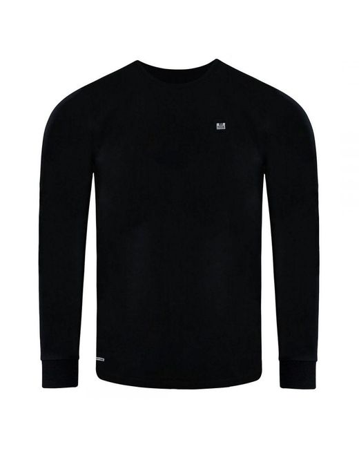 Weekend Offender Long Sleeve Black Crew Neck Padrino Sweaters Wosts527 Cotton for men