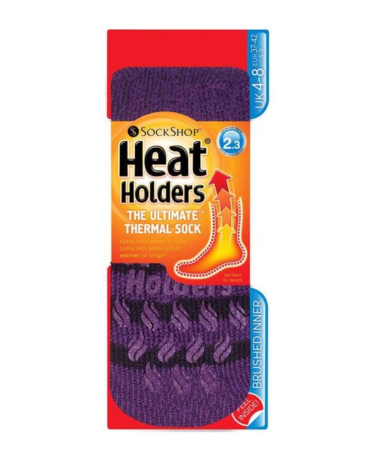 Heat Holders - Womens Thick Warm Thermal Non Skid Lounge Bed Socks With  Grippers