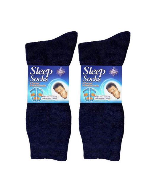 David James Blue 2 Pack Thermal Sleep Socks For Winter for men