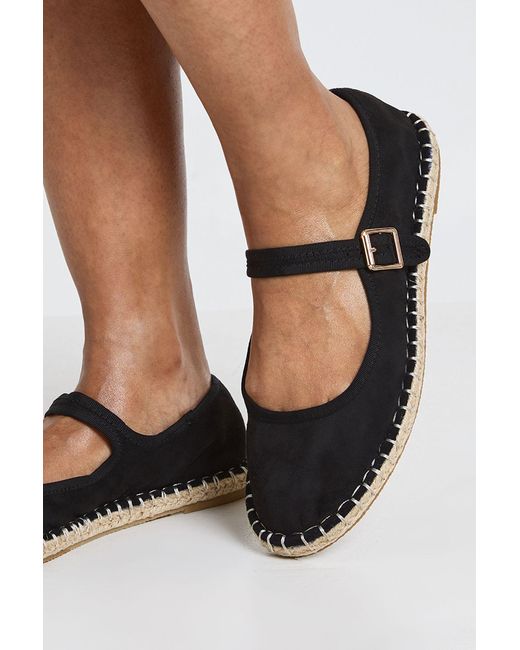 Boohoo Black Espadrille Ballet Flats
