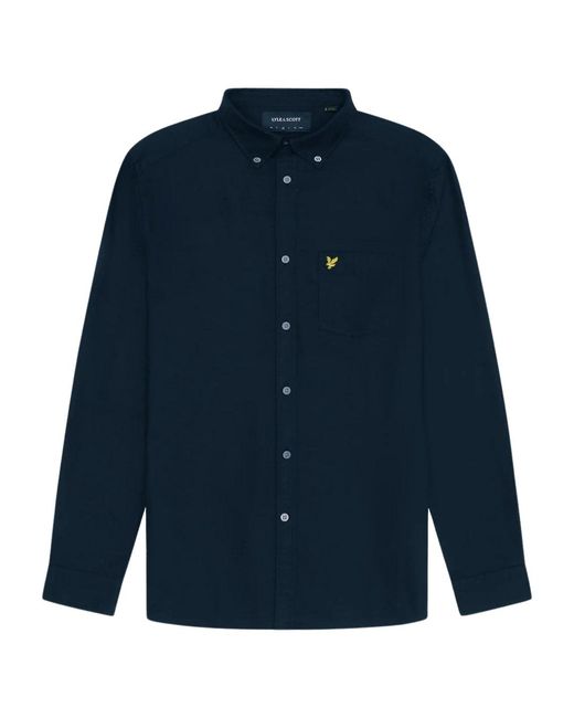 Lyle & Scott Blue Dark Long Sleeve Shirt Cotton for men