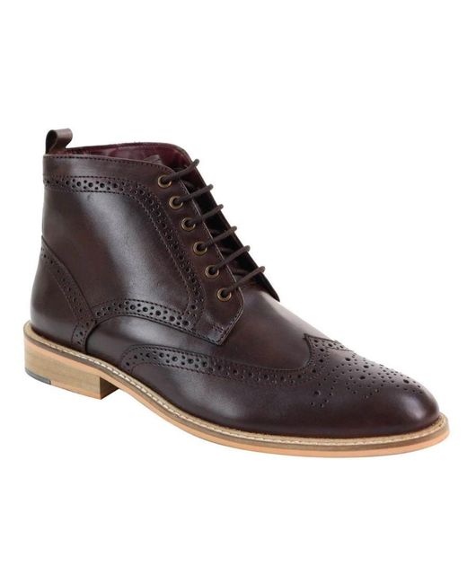 House Of Cavani Black Classic Oxford Brogue Ankle Boots for men
