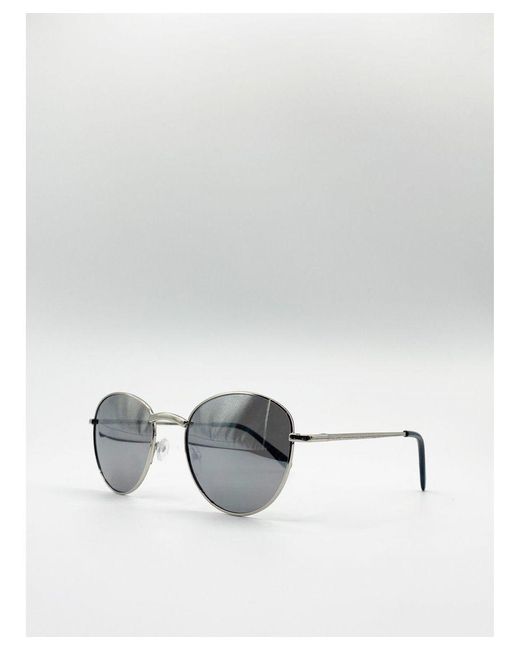 SVNX White Round Metal Frame Sunglasses for men
