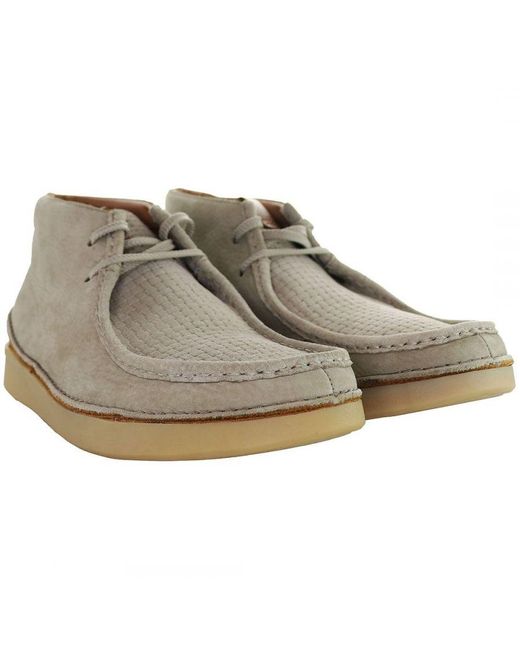Clarks Gray Oakland Mid Boots for men