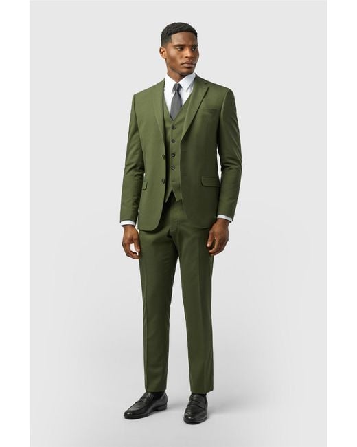 Limehaus Green Single Breasted Long Sleeve Two Button Slim Fit Suit Jacket for men