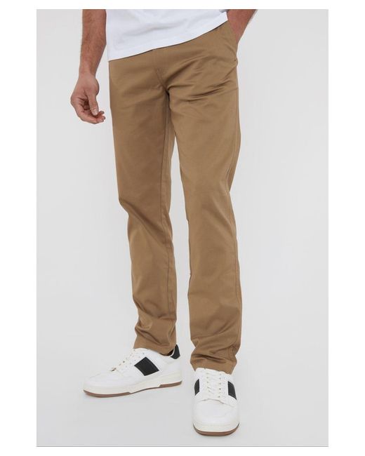 Threadbare Natural Light 'Laurito' Cotton Regular Fit Chino Trousers With Stretch for men