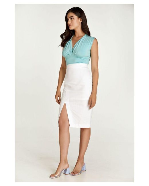 Conquista White Denim Style Pencil Skirt