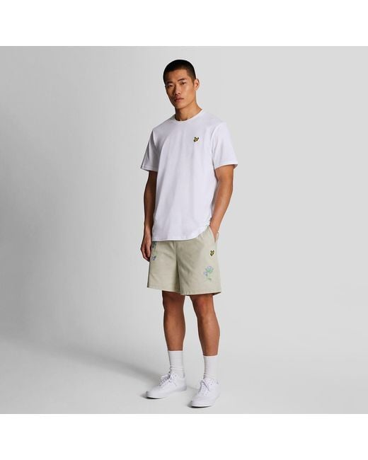 Lyle & Scott White Thistle Club Embroidered Shorts for men