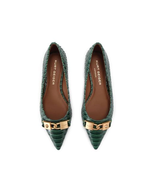 Kurt Geiger Green Kingsley Pointed Flat Ballet Flats