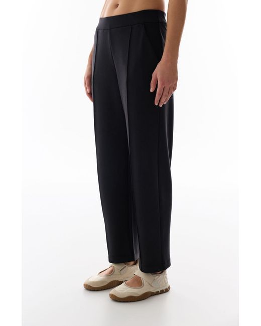 Penti Black Mid-Waist Oversized Straight-Leg Jersey Trousers