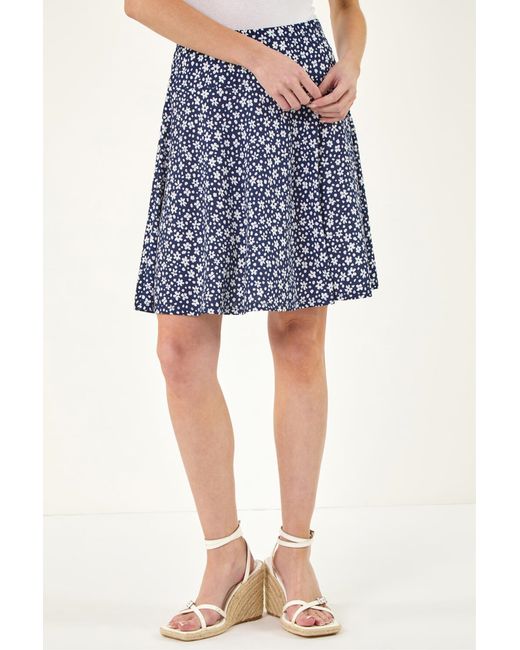 Roman Blue Ditsy Floral Skater Skirt