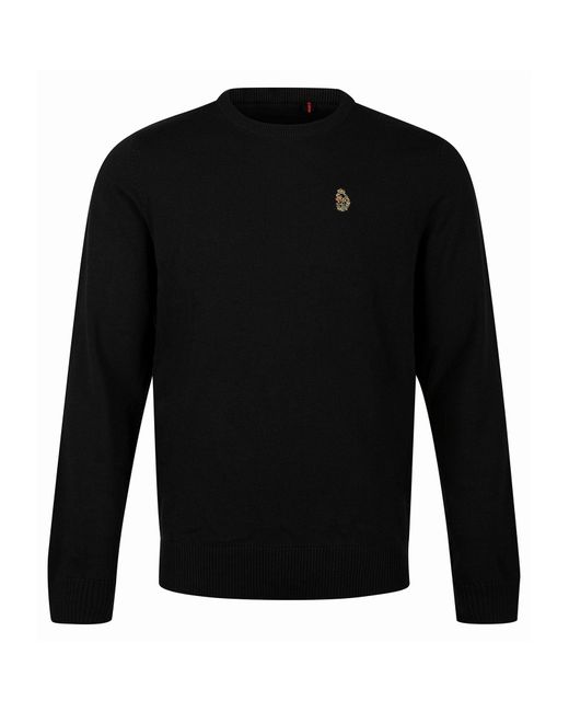 Luke 1977 Black Gerard 3 Crew Neck Knitted Jumper for men