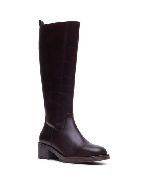Hush Puppies Brown Antonia Long Leather Chocolate Heeled Knee High Boots