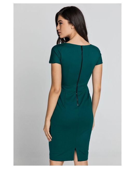 Conquista Green Fitted Emerald Cap Sleeve Dress Fashion
