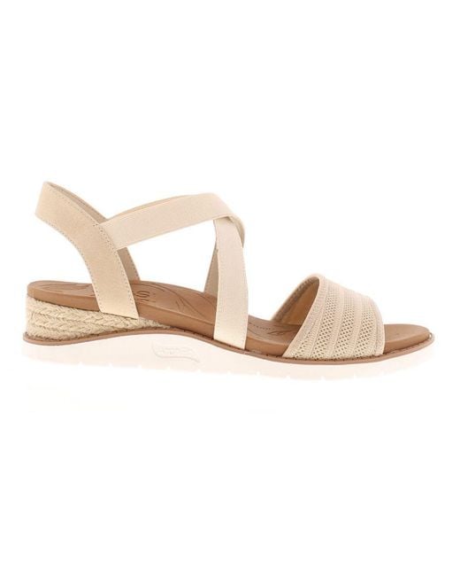 Skechers Wedge Sandals Arch Fit Beach Kiss Elasticated Natural