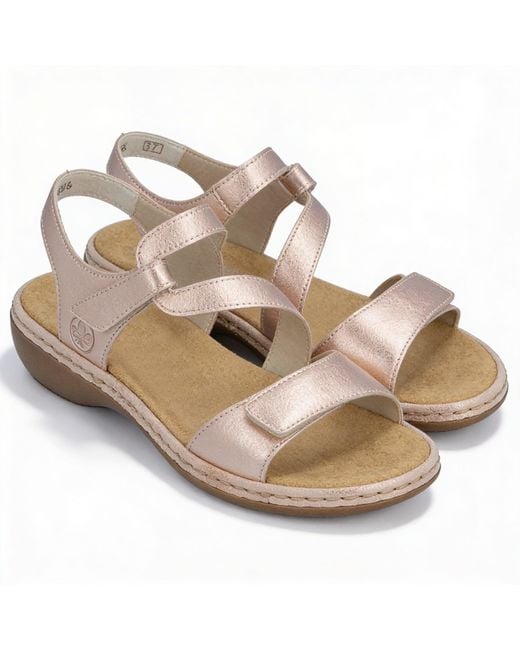 Rieker Brown 659C7-89 Comfort Sandals Metallic
