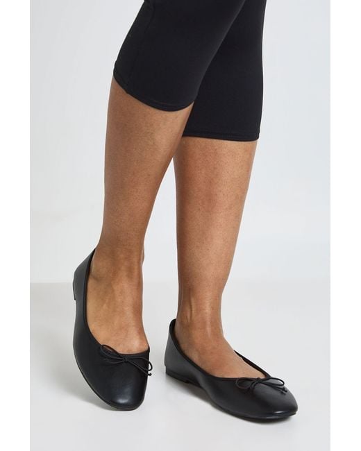 Boohoo Black Wide Fit Bow Detail Ballet Flats