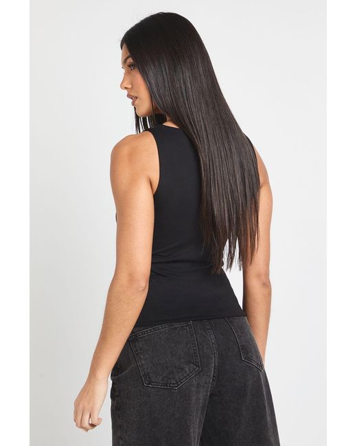 Boohoo Black Cotton Touch Hook And Eye Sleeveless Corset Top
