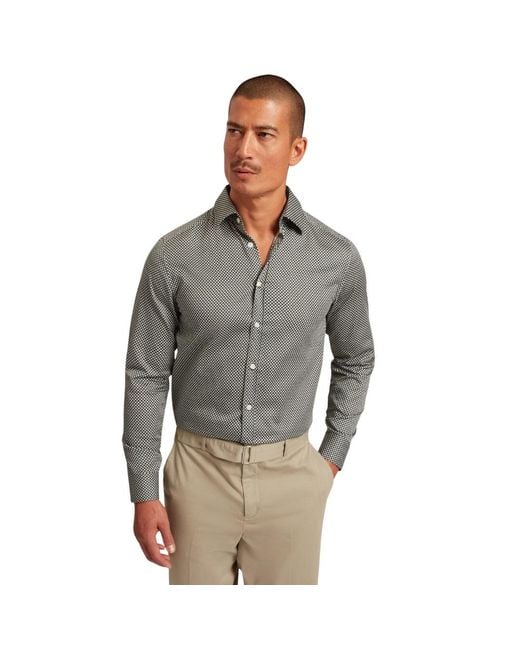 Ted Baker Gray Jozef Mini Geo Print Khaki Shirt for men
