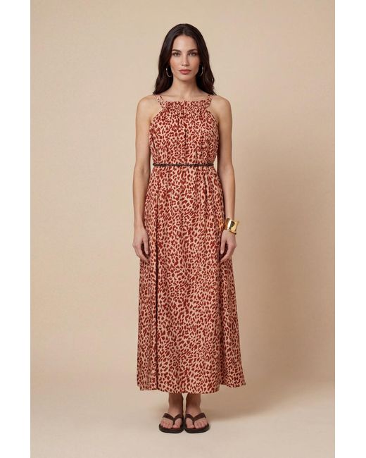 Urban Bliss Pink Animal Metallic Maxi Dress Rust Pattern